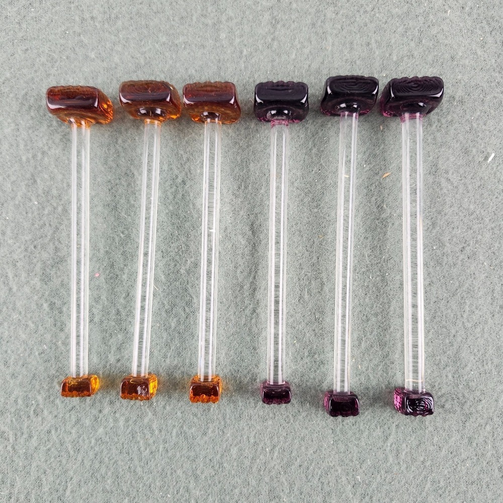 Vintage Lot Of 6 Glass Cocktail Muddlers 4.5-5" Mashers Swizzle Sticks